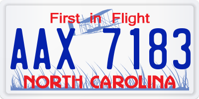 NC license plate AAX7183