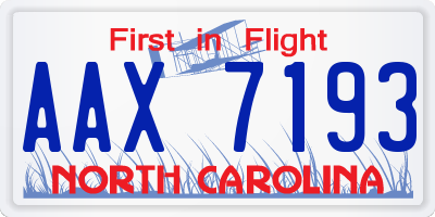 NC license plate AAX7193