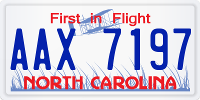 NC license plate AAX7197