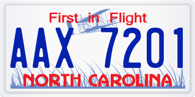 NC license plate AAX7201