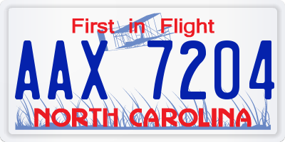 NC license plate AAX7204