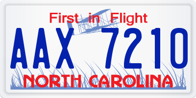 NC license plate AAX7210
