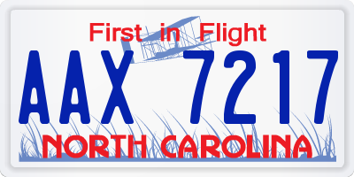 NC license plate AAX7217
