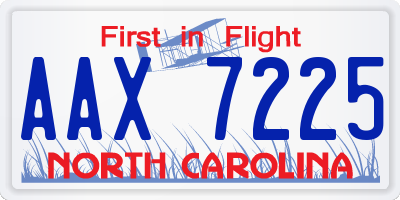 NC license plate AAX7225