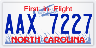 NC license plate AAX7227