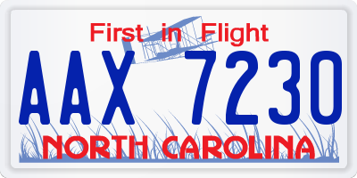 NC license plate AAX7230