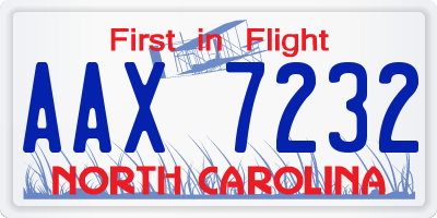 NC license plate AAX7232