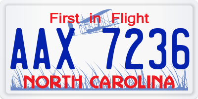 NC license plate AAX7236