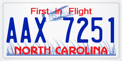 NC license plate AAX7251