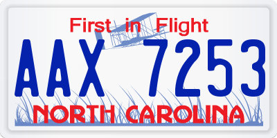 NC license plate AAX7253