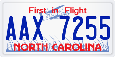NC license plate AAX7255