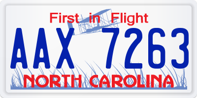 NC license plate AAX7263