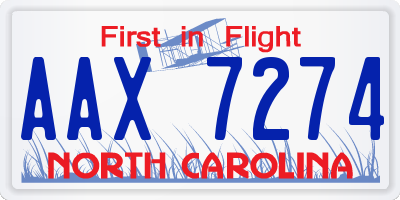 NC license plate AAX7274