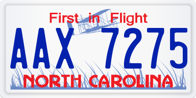 NC license plate AAX7275