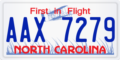 NC license plate AAX7279