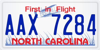 NC license plate AAX7284