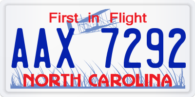 NC license plate AAX7292