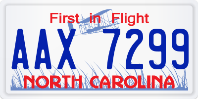 NC license plate AAX7299