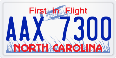 NC license plate AAX7300