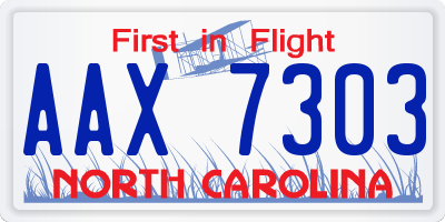 NC license plate AAX7303
