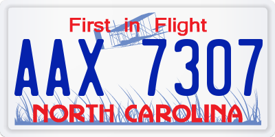 NC license plate AAX7307