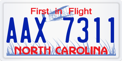 NC license plate AAX7311