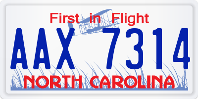 NC license plate AAX7314