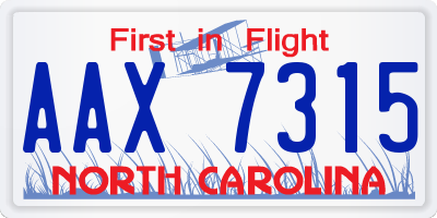 NC license plate AAX7315