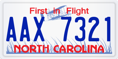 NC license plate AAX7321