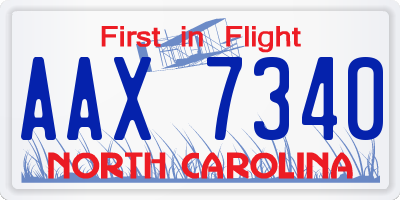 NC license plate AAX7340