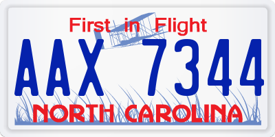 NC license plate AAX7344