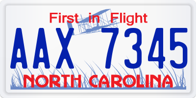 NC license plate AAX7345