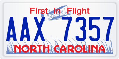 NC license plate AAX7357