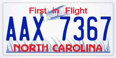 NC license plate AAX7367