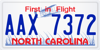 NC license plate AAX7372