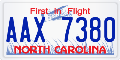 NC license plate AAX7380