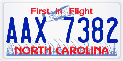 NC license plate AAX7382