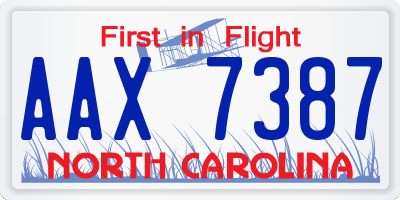 NC license plate AAX7387