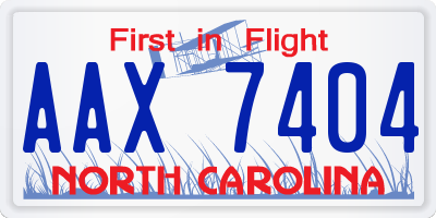 NC license plate AAX7404