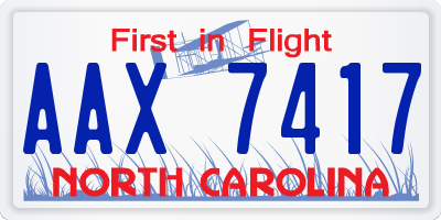 NC license plate AAX7417