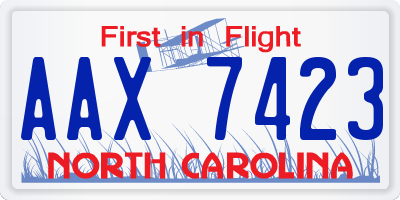NC license plate AAX7423