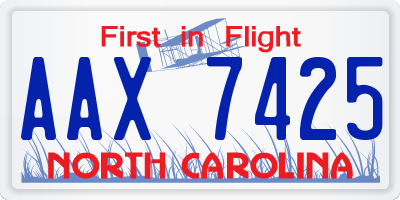 NC license plate AAX7425