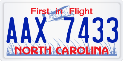 NC license plate AAX7433
