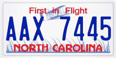 NC license plate AAX7445