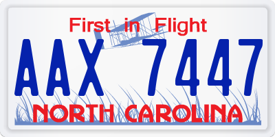NC license plate AAX7447