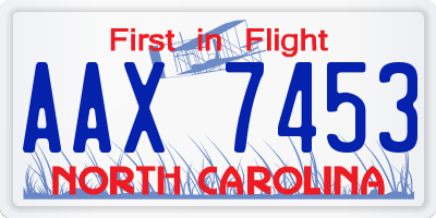 NC license plate AAX7453