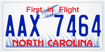 NC license plate AAX7464