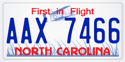 NC license plate AAX7466