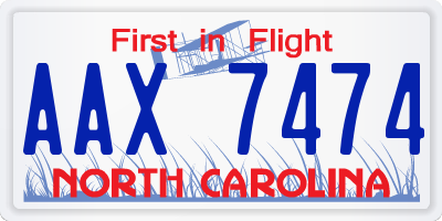 NC license plate AAX7474