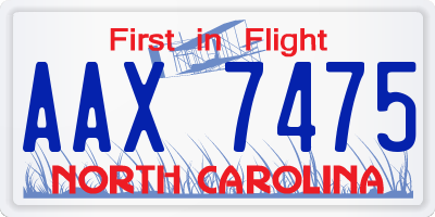 NC license plate AAX7475